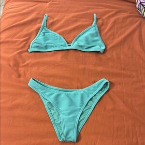 Teal/Greenish Ribbed Bikini Set
